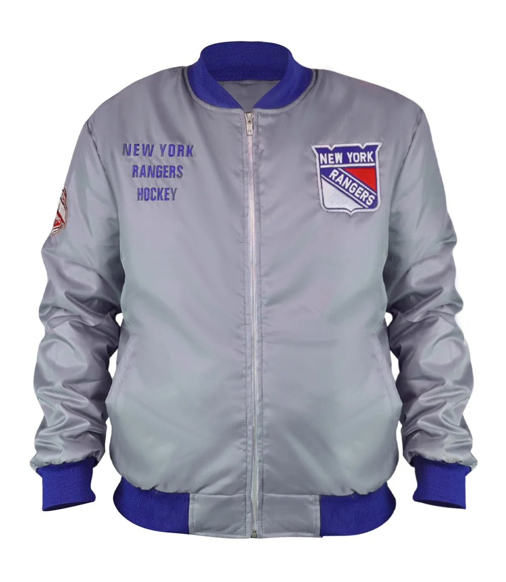 NY Rangers Team OG 2.0 Silver Satin Jacket