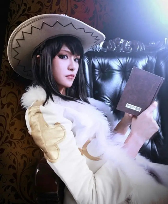 One Piece Nico Robin White Shearling Long Coat