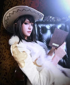 One Piece Nico Robin White Shearling Long Coat