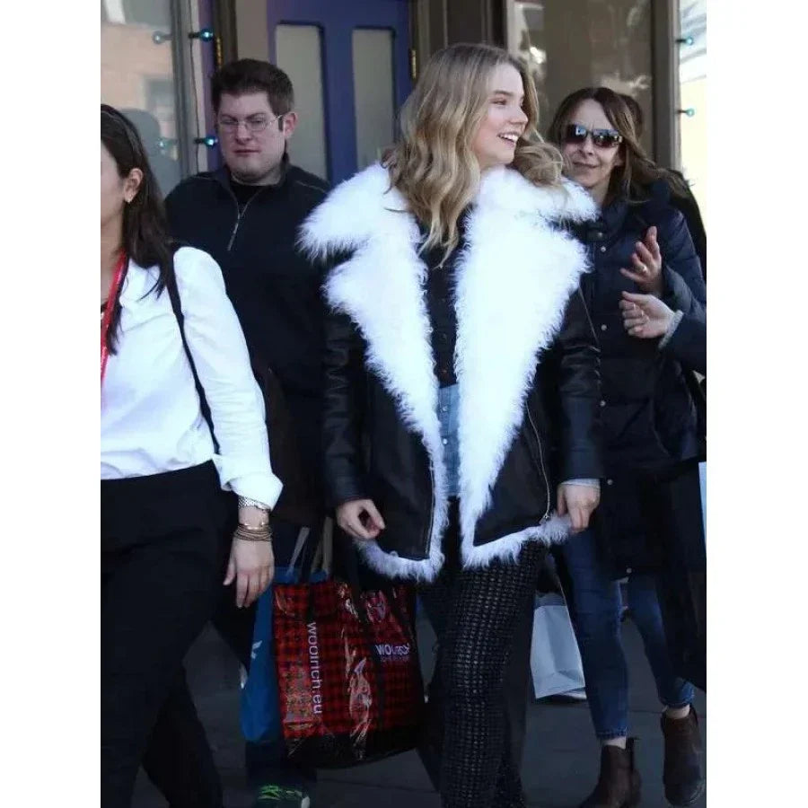Anya Taylor-Joy Shearling Leather Jacket