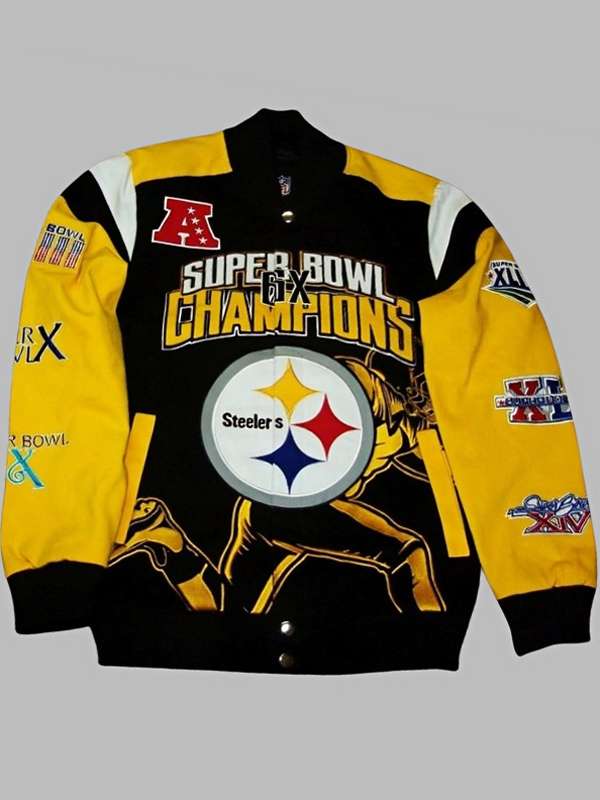 Super Bowl Champions 6X Pittsburgh Steelers Leather Jacket