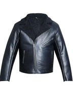 Men Sheepskin Shearling Black Leather Jacket