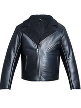 Men Sheepskin Shearling Black Leather Jacket