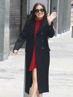 NYC 2026 Lea Michele Black Wool Coat