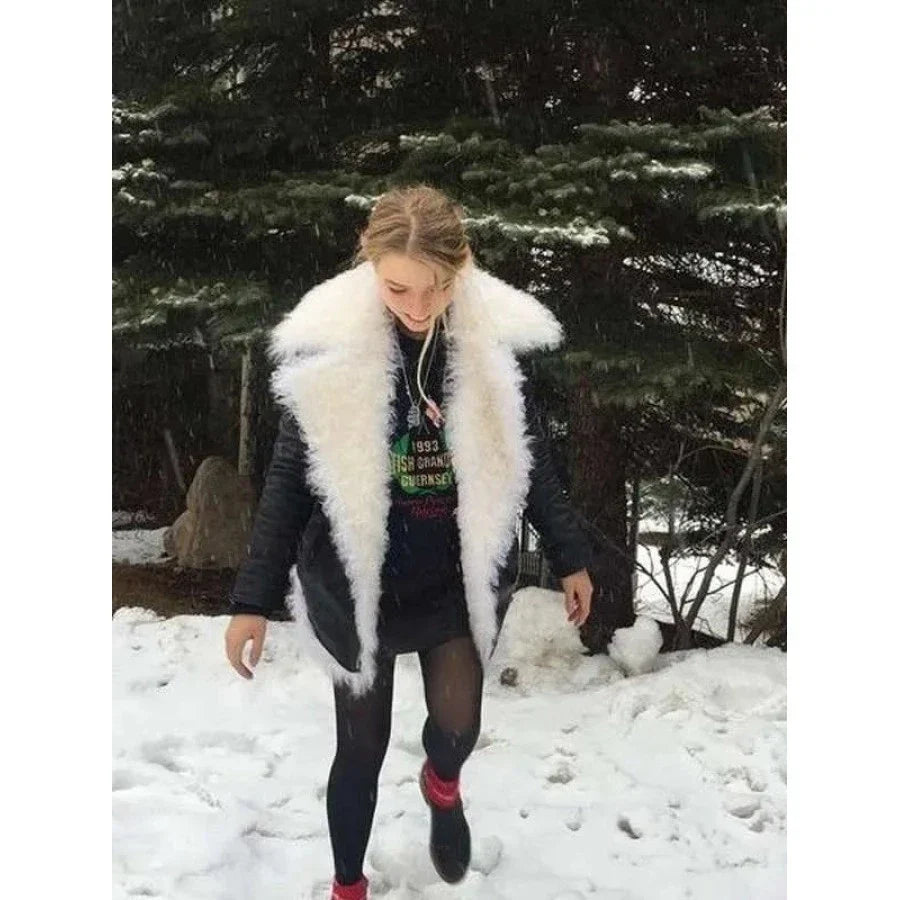 Anya Taylor-Joy Shearling Leather Jacket