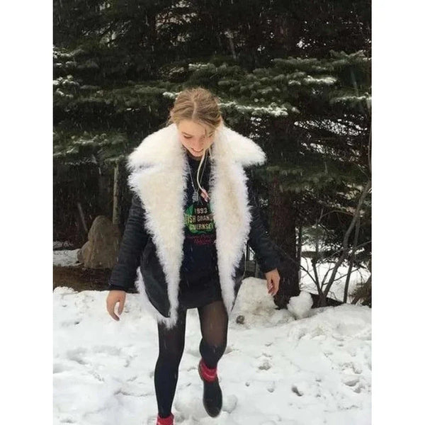 Anya Taylor-Joy Shearling Leather Jacket