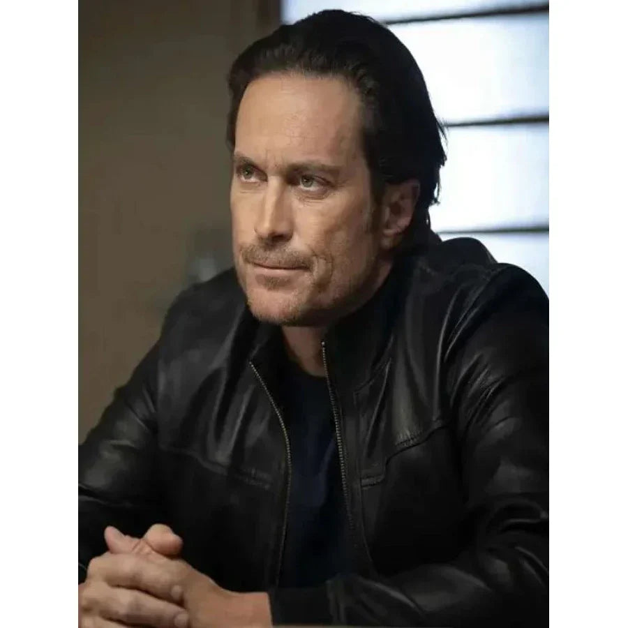 Oliver Hudson The Cleaning Lady Black Leather Jacket
