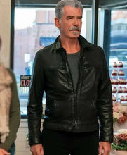 Pierce Brosnan The Out-Laws 2023 Black Leather Jacket For Men