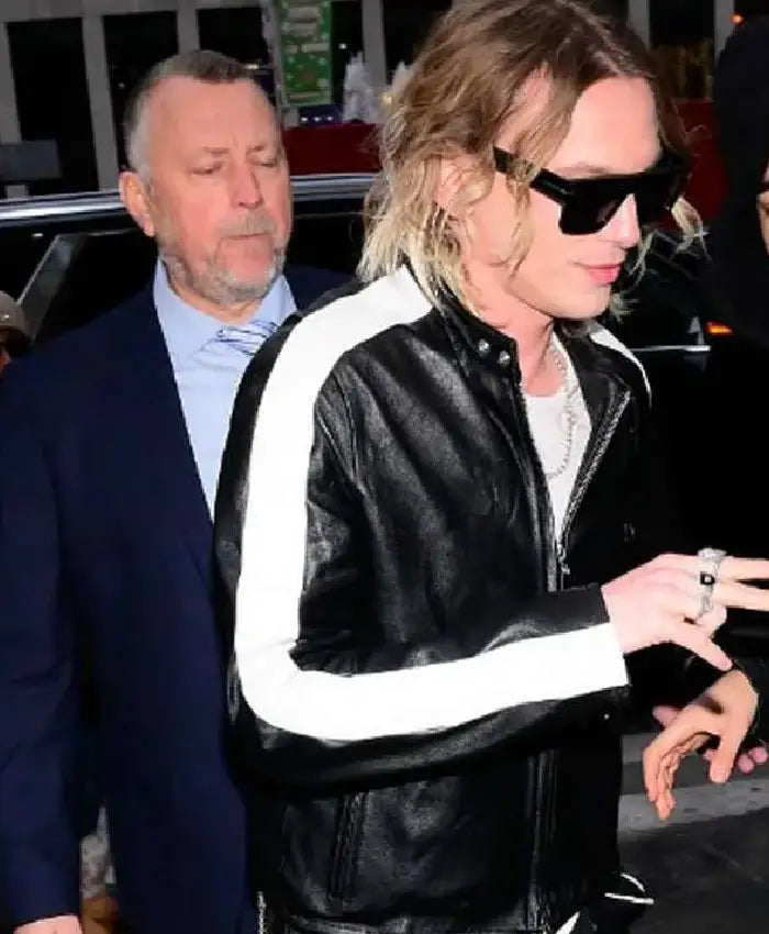 Jamie Campbell The Tonight Show Starring Jimmy Fallon 2026 Black Leather Jacket
