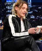 Jamie Campbell The Tonight Show Starring Jimmy Fallon 2026 Black Leather Jacket For Men