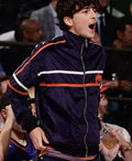 Timothée Chalamet 2025 Blue Satin Fabric New York Knicks Track Jacket For Mens