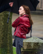 Phoebe Dynevor Bank of Dave Leather Jacket Shop Now