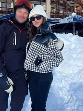 Michelle Keegan Houndstooth Puffer Ski Jacket