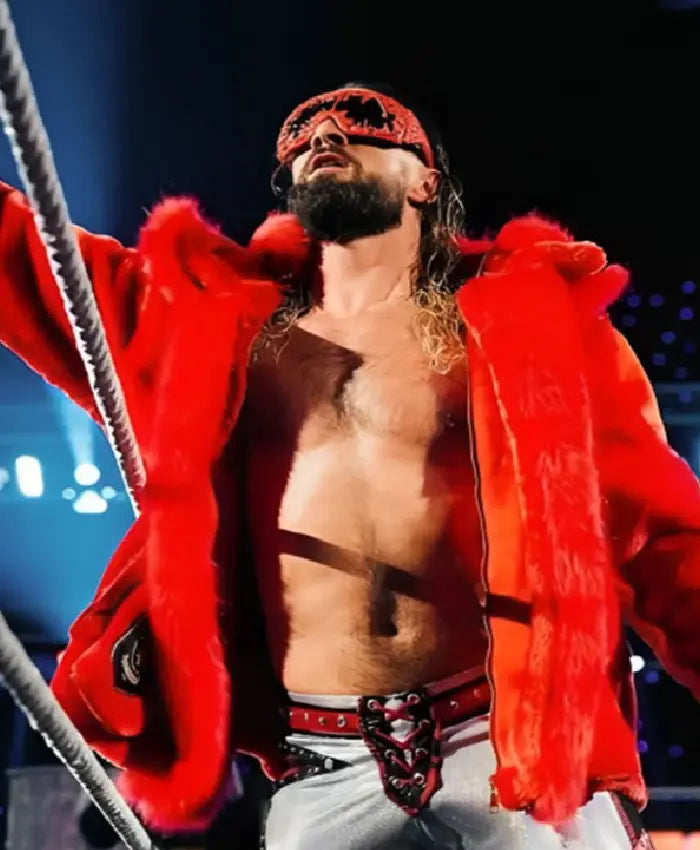 WWE Raw Seth Rollins Red Fur Jacket
