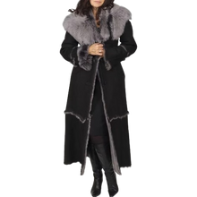 Black Shearling Leather Jacket For Womens