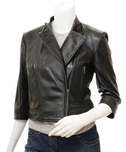 Cropped Leather Jacket, Women Biker Jacket