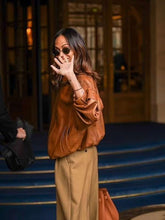 Zoe Saldaña  Brown Leather Jacket