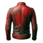 Mens Distressed Red Leather Jacket