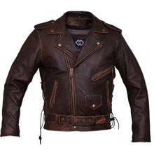 Antique Brown Biker Leather Jacket For Men