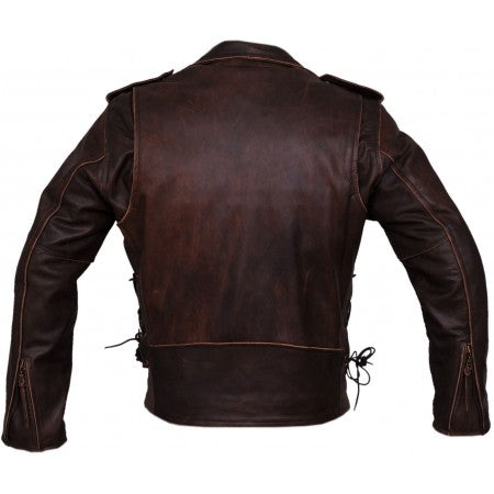 Buy Antique Brown Biker Leather Jacket For Men