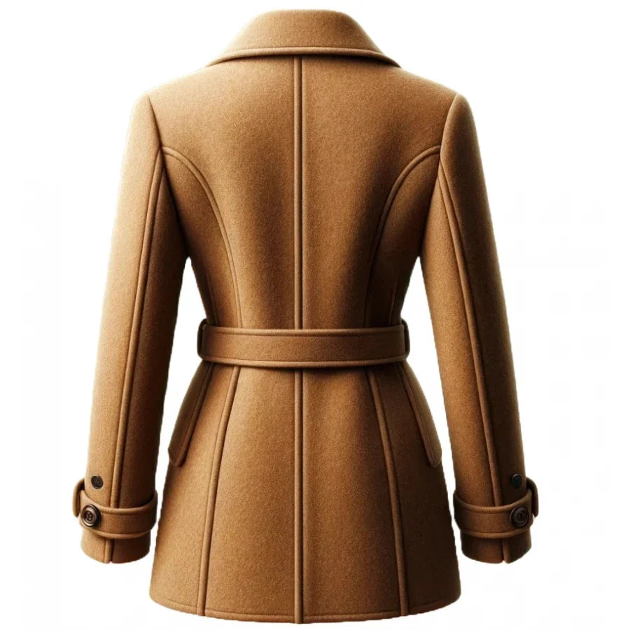 Double-Breasted Camel Wool Trench Coat
