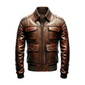 Classic Brown Leather Flight Jacket