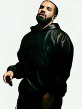 Drake Black Leather OVO Hoodie Owl