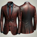 Executive Maroon Leather Blazer For Men
