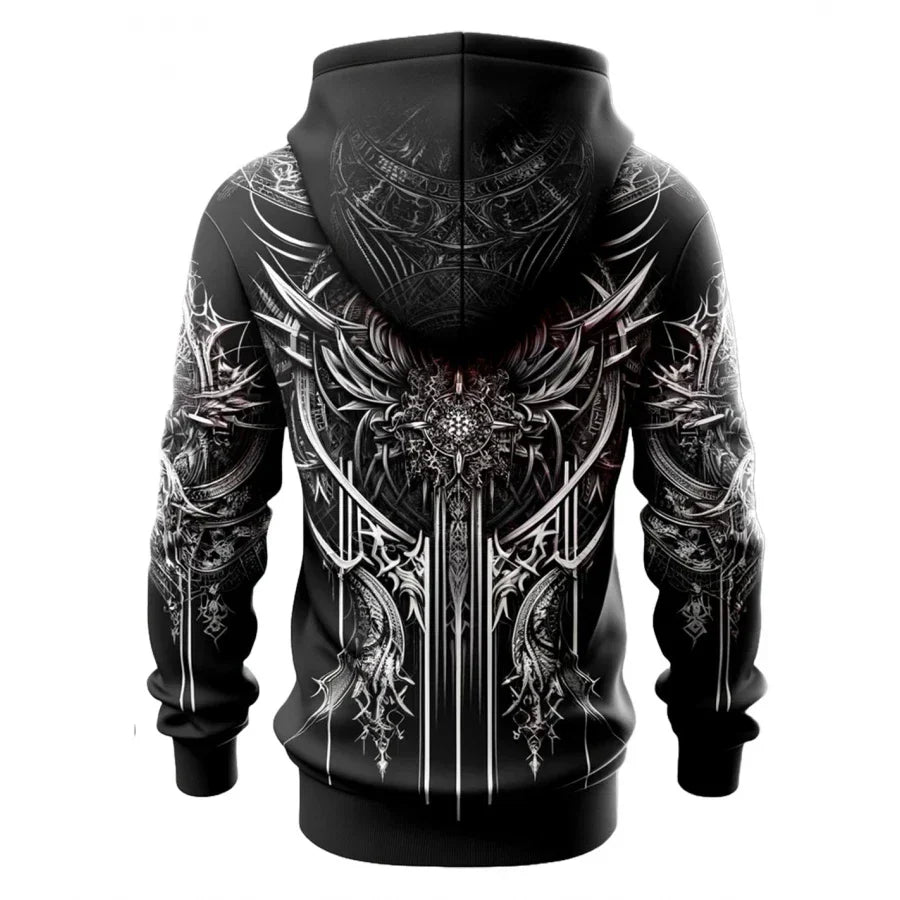 Men's Gothic Punk Fleece Hoodie