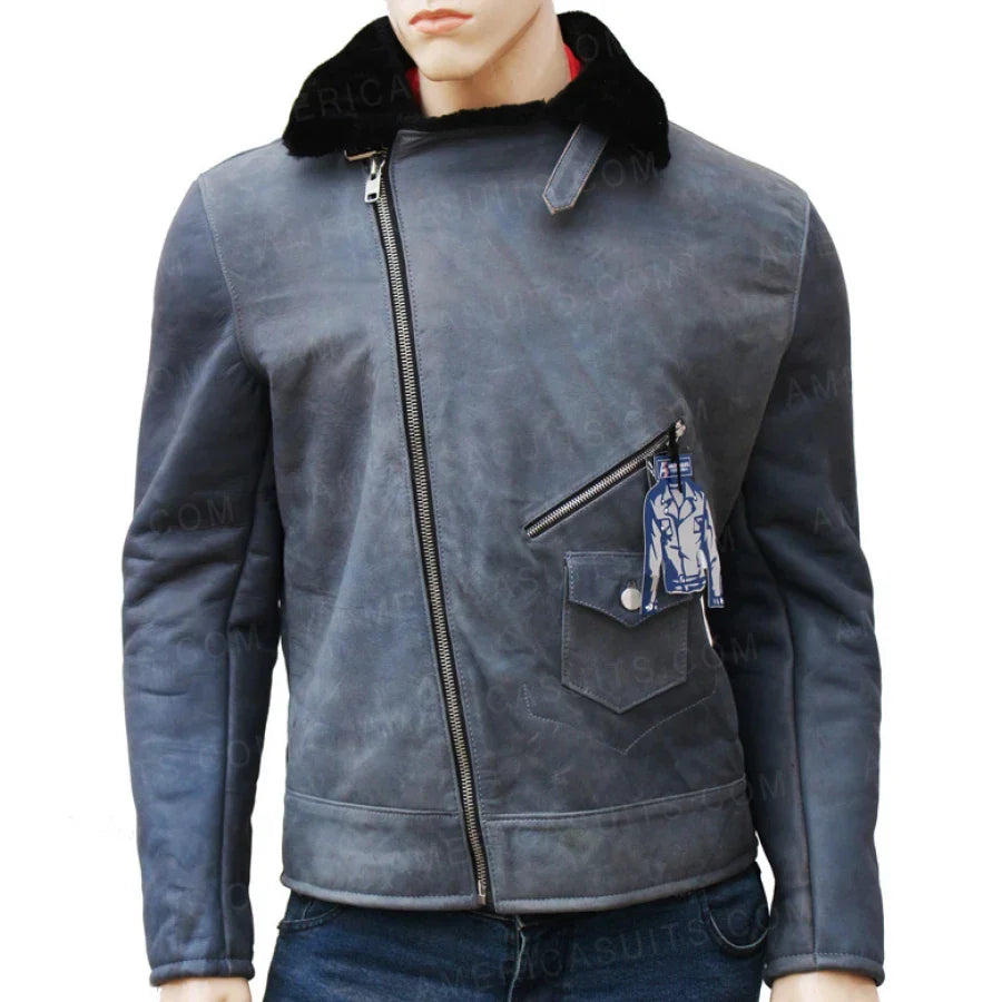 Men's Asymmetrical Leather Jacket